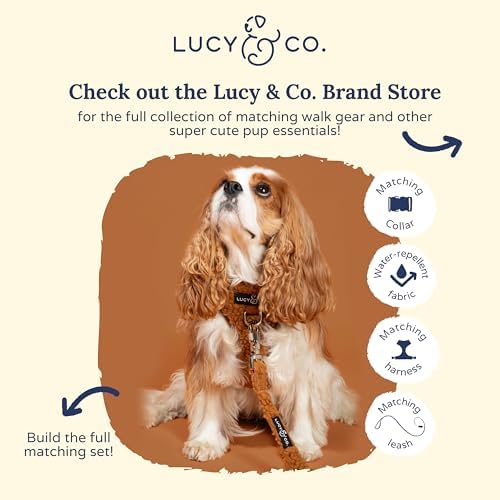 Lucy & Co. Cinnamon Teddy Dog Poop Bag Holder and Dispenser, Clips to Leash, Water-Repellent Neoprene, Includes Refill Roll