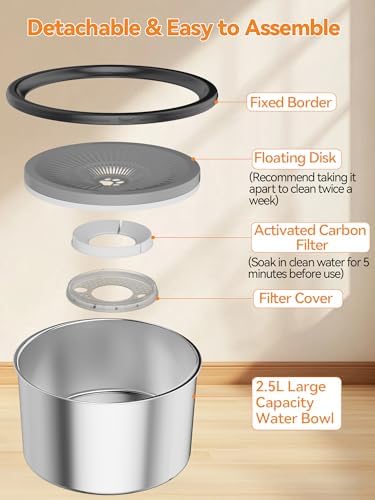 2.5L No Spill Dog Crate Bowl, 2Pcs Stainless Steel Bowls Set