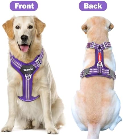 No Pull Dog Harness - Adjustable Reflective Dog Vest with Metal Snap, Soft Breathable Mesh No Choke Puppy Harness, Easy to Put on & Take Off (Purple-XS)