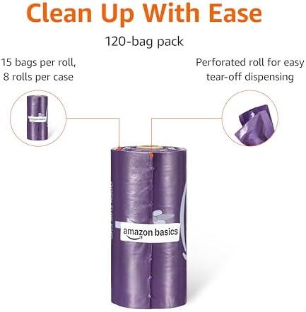 Amazon Basics Premium Lavender Scented Standard Dog Waste Bags, 120 Count (15 Pack of 8)