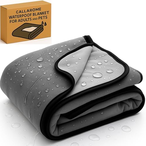 Waterproof Blanket for Bed or Couch – Soft and Leakproof Waterproof Throw Blanket, Water Proof & Stain Resistant Easy to Clean Throw Blanket Cover for Adults or Pets, Reversible Grey 60"x80"