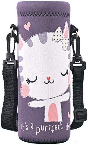 RICHEN Neoprene Water Bottle Carrier Bag with Adjustable Shoulder Strap,Insulated Water Bottle Cover for Stainless Steel/Glass/Plastic Bottles