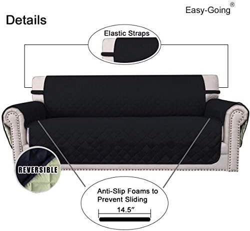 Easy-Going Reversible Couch Cover, Small Chair, Black/Beige