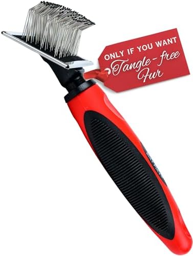 Tiny Slicker Brush for Dogs - Protected Pins for Extra Comfort - 1 inch Pins for Easy Detangling for Long Hair Dog, Cats, Doodle, Goldendoodle