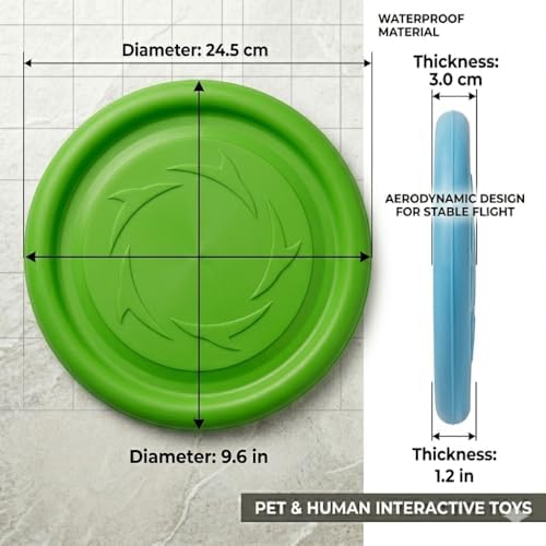 2-in-1 Flying Disc & Slow Feeder Dog Toy - 9.6" Large Floating Aerodynamic Frisbee, Durable Soft Rubber Chew Toy for Fetch, Water Play & Training (Purple)