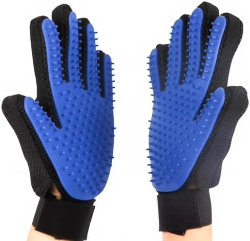 Dog Grooming Gloves for Shedding, Pet Grooming Gloves for Dogs and Cats, Deshedding Brush Glove for Pets, Hands On Glove for Grooming Dogs with Soft Silicone Tips for Effective Hair Removal