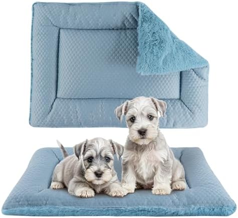 Dog Bed Mat, Crate Pad Reversible,Soft Kennel Pad, Washable Dog Crate Mat (Cool and Warm),Pet Sleeping Mattress for Small Medium Dogs XB009 (48''x30'',Blue)