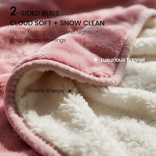 gogobunny Waterproof Bed Blanket, Reversible Sherpa Fleece Throw Blanket for Dog Puppy Cat, Furniture Cover Protects Bed Couch Sofa from Liquid Pee and Pet Fur (Pink, 90x108 inches)