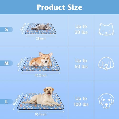 55.1"x40.2" Foldable Dog Cooling Mat, Washable Cooling Mat for Dogs, Soft Blanket for Dogs and Cats, Large