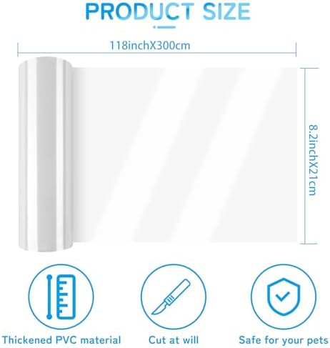 Door Protector from Dog Scratching, Cat Scratch Protector 8.3" x 118" Self-Adhesive Single Side Door Frame Furniture Protectors from Cats Dogs Scratch, Clear (118 X 8.2 INCH)