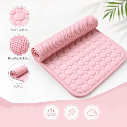 Dog Cooling Mat, Self-Cooling Pet Mat, Foldable Portable Ice Silk Self-Cooling Pet Cool Sleeping Pad, Washable Coolings Pad for Small, Medium, and Large Dogs Cats (Brown, X-Large)