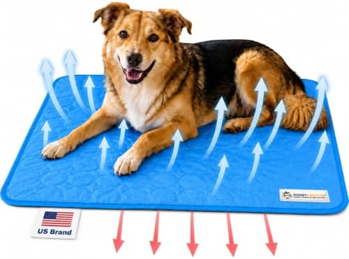 Doggykingdom Cooling Mat for Dogs – Ice Silk Self-Cooling Pet Pad for Dogs & Cats, Breathable Washable Cooling Pad for Crate, Kennel, Car & Floor, Summer Sleeping Mat, No Water Needed, Blue, Medium