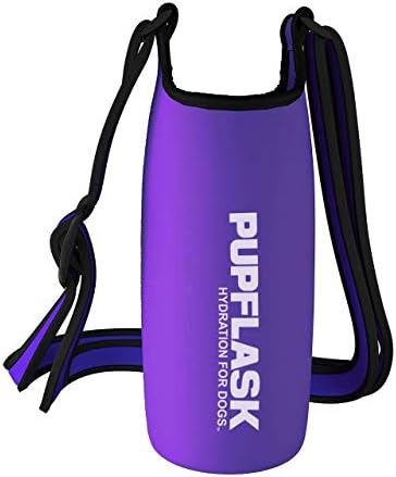Tuff Pupper PupFlask Insulated Neoprene Dog Water Bottle Holder Sling with Wide Adjustable Shoulder Strap, Great for Travel, Walking, Hiking, Portable Pet Water Bottle Holder (40 OZ, Ultra Violet)