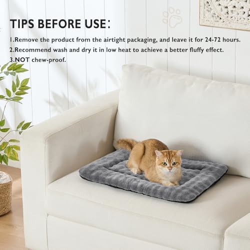 Pet Bed Mat Crate Pad for Cats Small Dogs, Grey, 24"x 18"