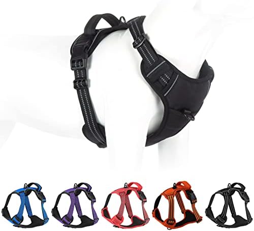 No Pull Dog Harness for Small Medium Large Dogs Adjustable Reflective Pet Vest with Front Clip Padded Harness for Dogs Easy Control Handle Best for Outdoor Training and Walking Black XL