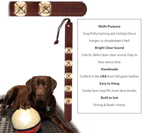 Hanging Door Bells – Handmade Sleigh Bells & Dog Training Bells for Potty Training, Holiday Décor, and Multi-Purpose Door Use (Havana - Silver Bells)