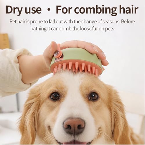 Pink Dog Bath Brush for Bathing&Shedding Dog Shampoo Brush