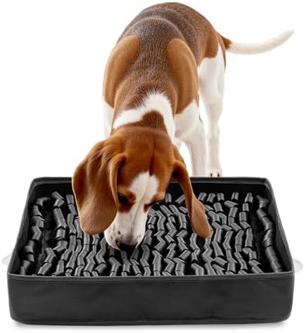 FunFurry Snuffle Mat for Dogs, Dog Puzzle Mat, Interactive Dog Toys for Enrichment,Sniff Mats with Non-Slip Backing,Suitable for Breeds and Sizes of Dogs (Black, 17" X 15")