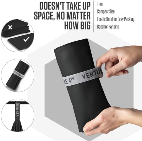 VENTURE 4TH Quick Dry Microfiber Towel for Camping & Gym - Black Medium
