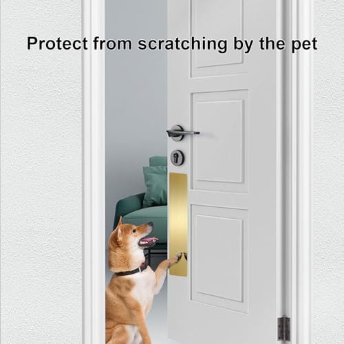 Dog Door Protector from Scratching, Steel Guard, Brushed Gold 4"x16"