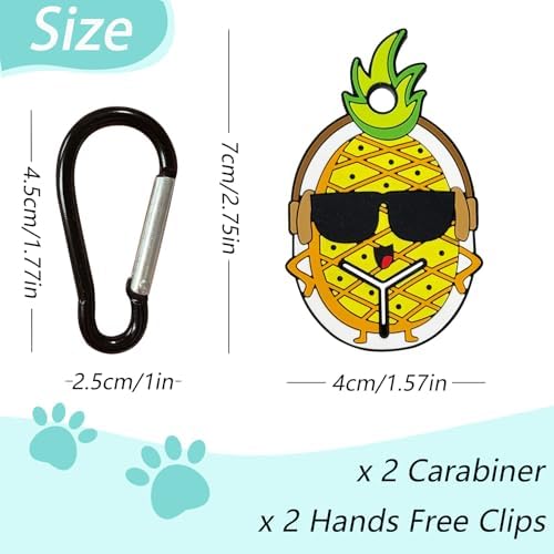 Poop Bags Clips for Leashes Silicon Dog Poop Bag Holder Dispenser Hands-free Poop Bag Holders for Leashes Dog Walking Accessories Dog Leash Attachment for Hanging Used Dog Waste Bags(Pineapple)