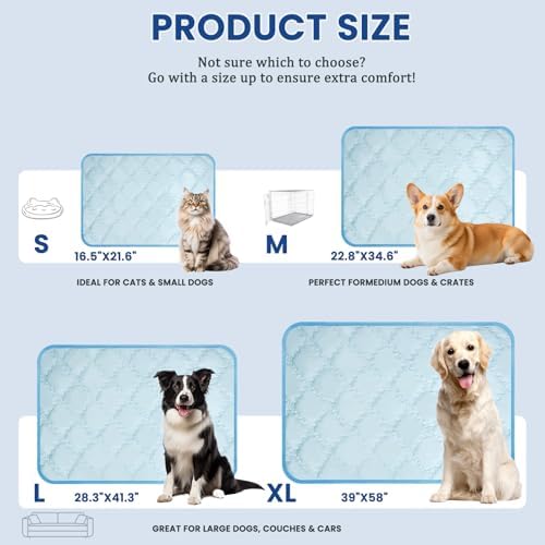 SUPRIY Pet Cooling Mat Pet Fabric for Dogs & Cats Q-Max>0.4(Blue,X-Large)