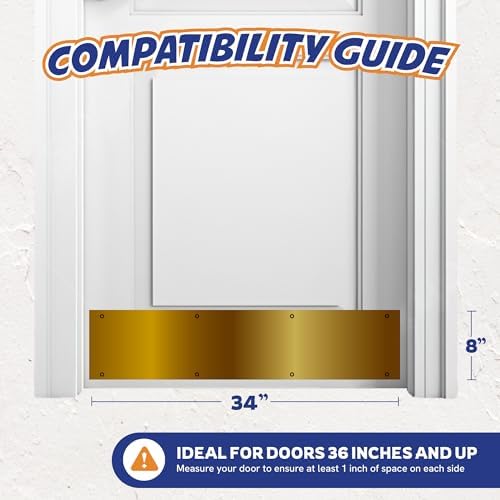 Panther Armor Gold Door Kick Plate & Push Plate Set, Dog Scratch Guard