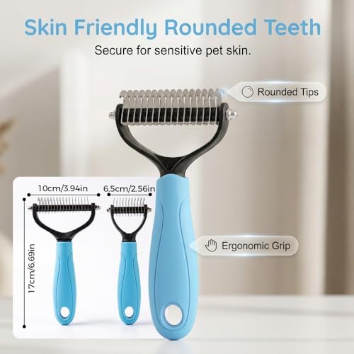 Pet Grooming Tool, 2026 New Undercoat Rake Deshedding Brush for Dogs & Cats, Double Sided Dematting Comb for Detangling Long Matted Fur (Pink, Large & Small)