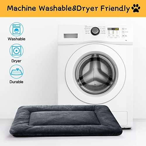 Dog Crate Pad Washable Dog Bed for Crate Large Cozy Mat 48-Inch Dark Gray