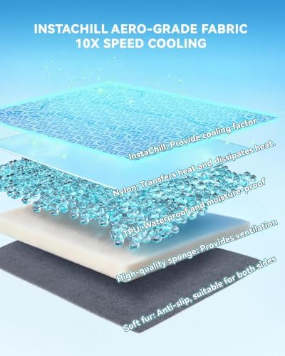 Cooling Mat for Dogs, Instant Chill Large Pet Pad Dog Bed Indoor Outdoor L