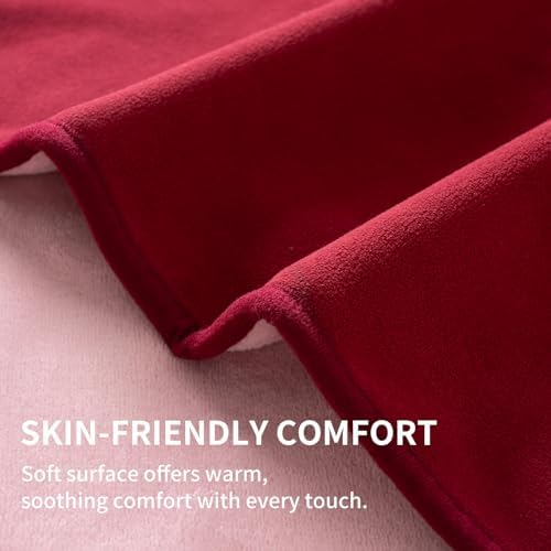 QiyI Reversible Waterproof Blanket for Bed Couch Sofa, 40x60, Burgundy/Pink