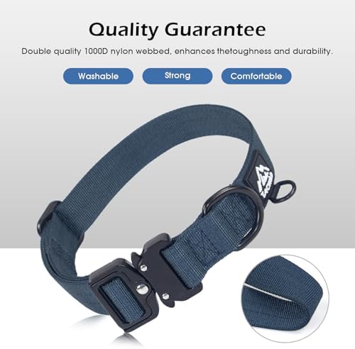 Dog Collar for Large Medium Small Dogs Leash Harness(Navy Blue, S)