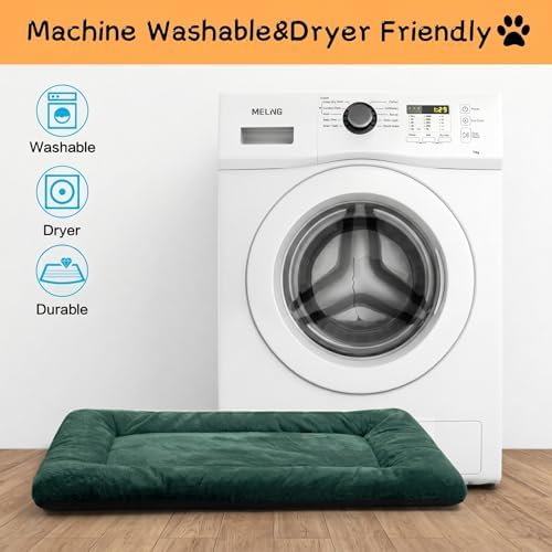 Dog Crate Pad Washable Dog Bed for Crate Medium Cozy Mat 30-Inch Green