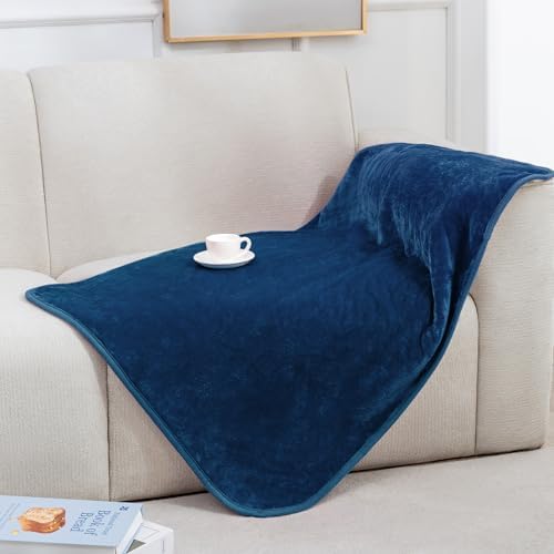 gogobunny Waterproof Pet Blanket for Small Dogs and Cats, Reversible Sherpa Fleece Soft Plush Throw for Couch Protection, Washable Furniture Protector (Navy Blue, 30x40 inches)