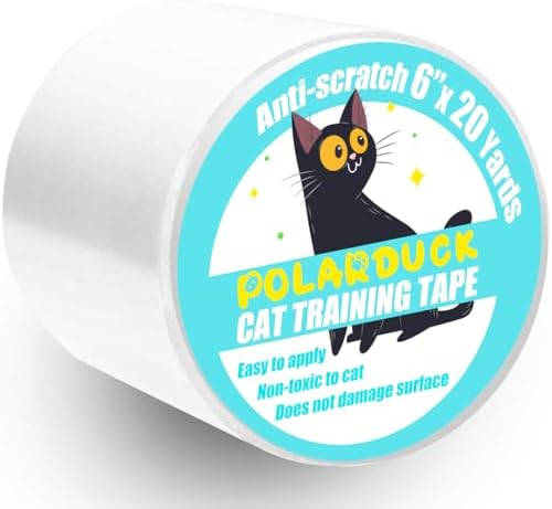 Polarduck Anti Cat Scratch Tape: 6 inches x 20 Yards Cat Training Tape 100% Transparent Clear Double Sided Cat Scratch Deterrent Tape Furniture Protector for Couch, Carpet, Doors, Pet & Kid Safe