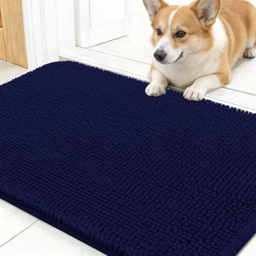 OLANLY Dog Door Mat for Muddy Paws 24x16, Super Absorbent Chenille Mud Mat