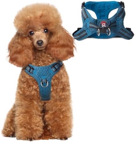 BARKBAY Dog Harness, Reflective Adjustable Puppy No Pull Harness, Breathable Soft, X-Small, Blue/Black