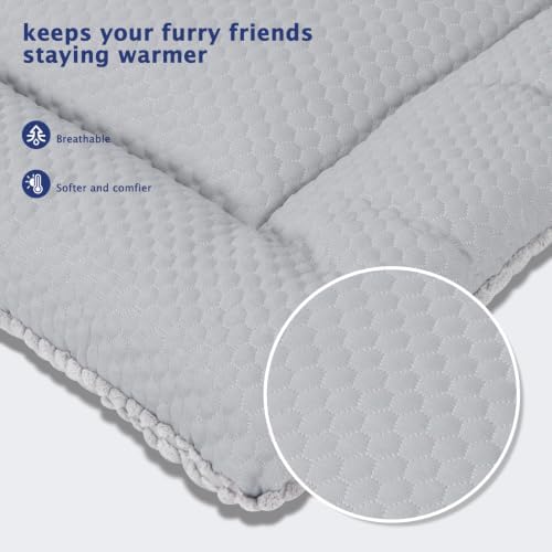 Dog Bed Mat, Crate Pad Reversible,Soft Kennel Washable Crate Mat (Cool and Warm),Pet Sleeping Mattress for Small Medium Dogs XB009 (24''x18'',Corn Velvet Grey)