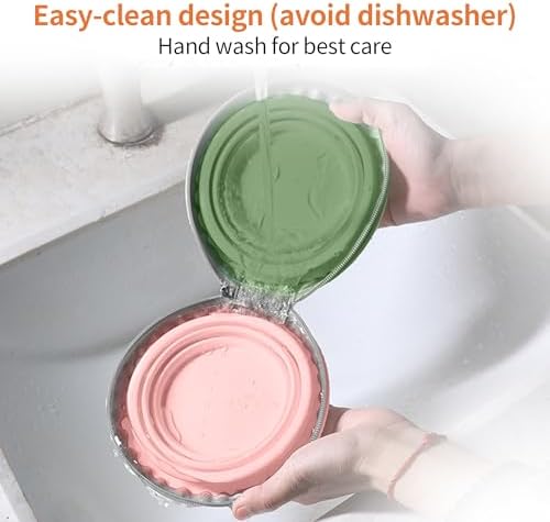 Collapsible Dog Bowls, 2-in-1 Pet Travel Bowls Pink Green