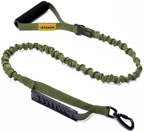 6FT Highly Reflective Heavy Duty Elastic Bungee Medium and Large Dog Leash Shock Absorbing with Comfortable Padded Handle and Traffic Handle Suitable for Training