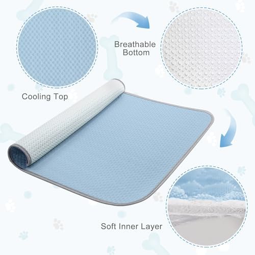 Buvlnee Summer Dog Cooling Mat Washable Ice Silk Self Cool Pad for Small Medium Large Dogs and Cats, Pet Sleeping Pad for Crate, Bed, Indoor & Outdoor Floor, Car Seats