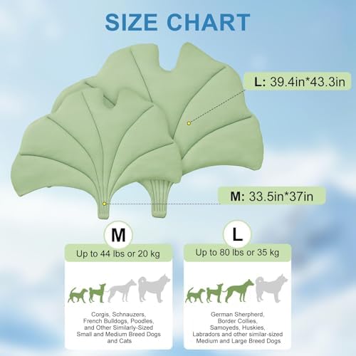BEAUTYZOO Cooling Mat for Dogs & Cats, Dog Cooling Mat Q-Max>0.4, Double-Sided Pet Cool Pads for Summer, Crate, Kennel, Waterproof Outdoor Cooling Bed, Non-Gel Washable Chill Mats 37"x34" Leaf Shaped