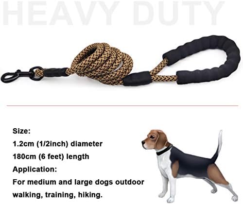MayPaw Rope Dog Leash, Thick Leash for Medium Large Dogs, Brown 6FT