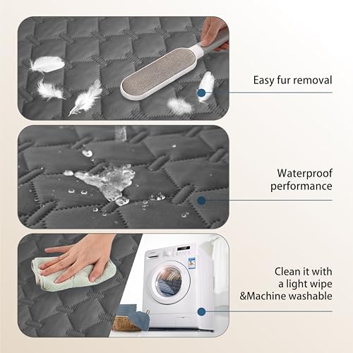 gogobunny 3X Stronger Waterproof Pet Blanket, Scratch Proof Furniture Protector for Dogs Cats, Reversible Cover 82x120 Inch, Dark Grey