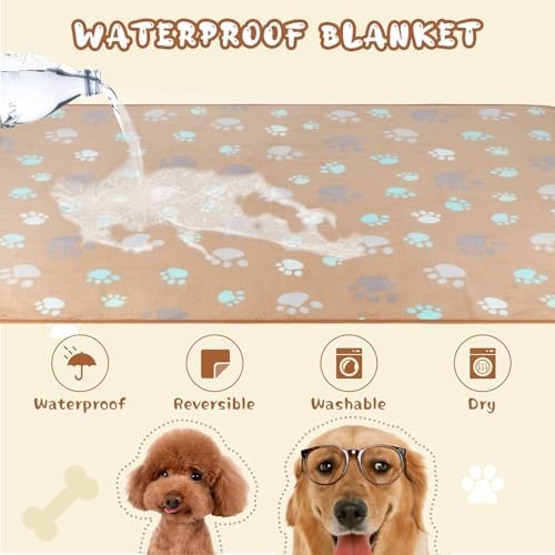 YUEPET Waterproof Dog Blankets, 2 Pack Washable Reversible Throw 40 x 30 in