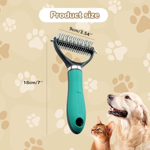 Pet Grooming Brush, 2026 New Multifunctional Double-Sided Undercoat Rake for dogs, Durable Dematting Tool for long haired cats, Easy Grip Fur Remover Comb for home use (Orange)
