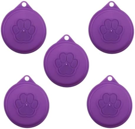 5-Pack Reusable Can Lids for Pet Food – Airtight Silicone Covers for Standard Cans, Keep Cat & Dog Wet Food Fresh Longer (purple,5PC)