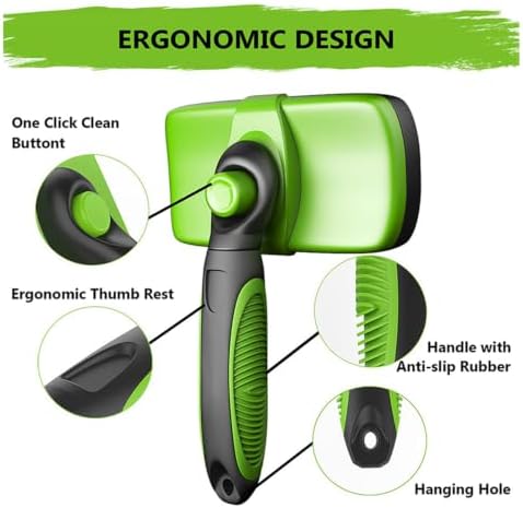 HEEPDD Self Cleaning Slicker Brush, One Button Clean, Rounded Pins