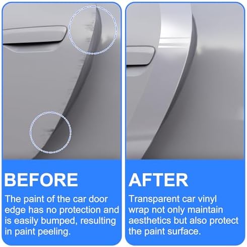 Arespark Car Door Edge Guard Protection Clear Vinyl Wrap Universal Door Sill Guard Anti-Collision Ratch-Resistant Protection Film, Transparent Paint Protection Vinyl Roll with Free Tools(4in x 30ft)