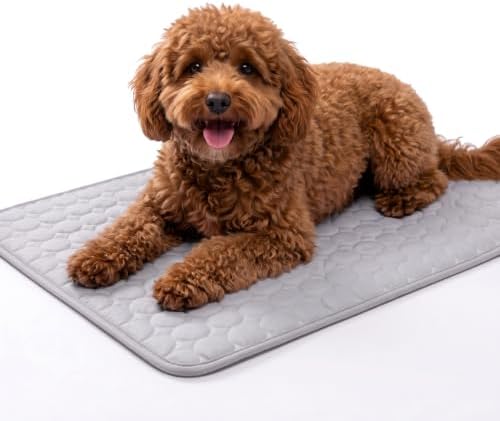 ChillPaws Cooling Mat, Summer Breathable Ice Silk Cooling Pet Mat, Washable Self-Cooling Bed Pad, Chill Crate Pad for Floor Mattress & Sofa Couch, Multi-Sizes for All Dogs & Cats，Gray：X-Large